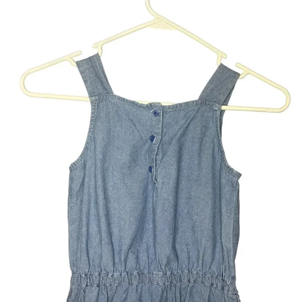 Carters chambray tunic tank top shirt embroidered back buttons cotton size 8
